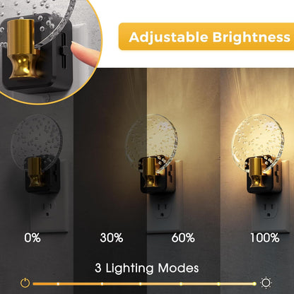 L LOHAS LED Night Light,Dimmable Night Lights Plug into Wall, 2 Pack Acrylic Nightlight with 0-100 LM Adjustable Brightness, 3000K Plug in Night Light with Dusk to Dawn Sensor, for Bathroom Hallway