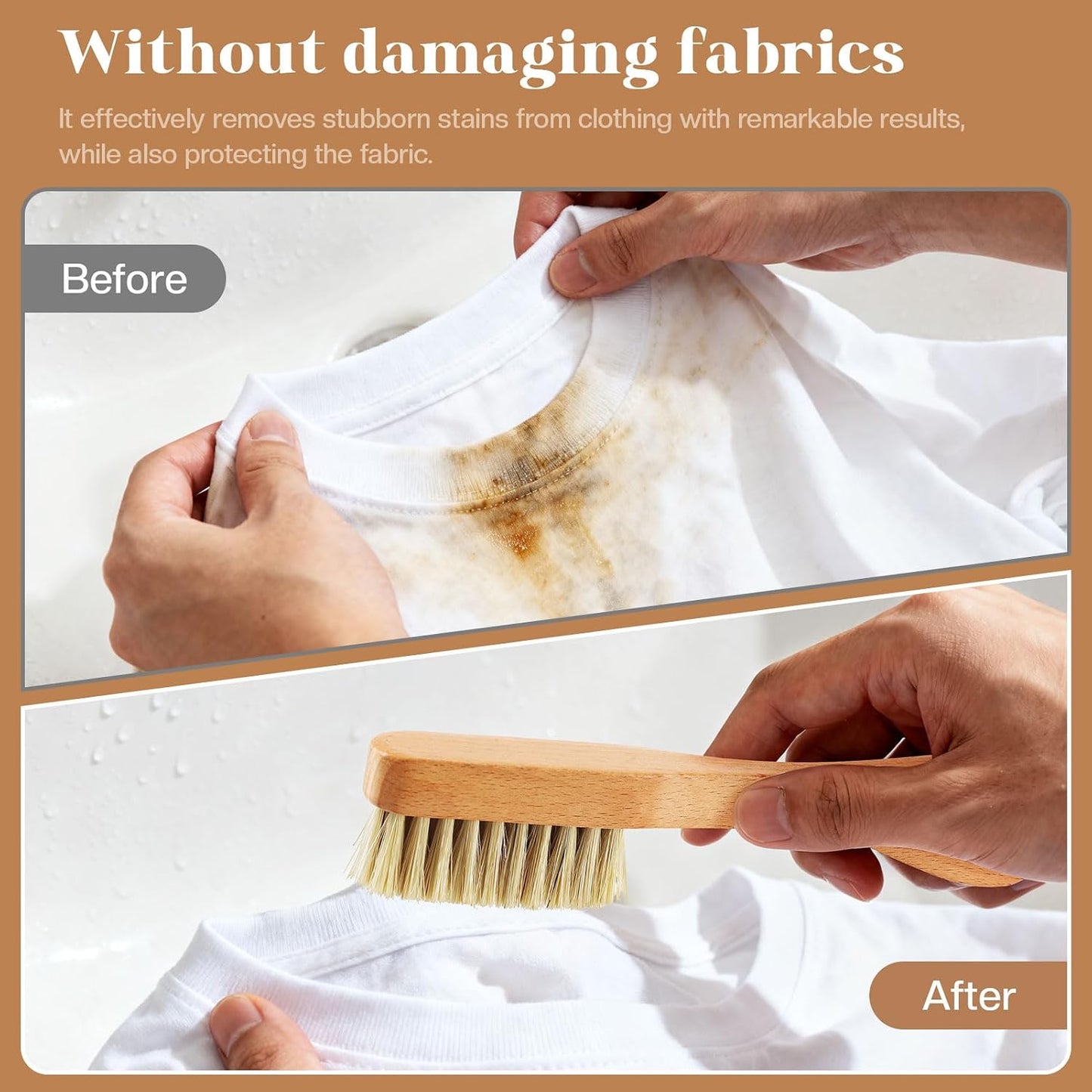 3 Pcs Wood Laundry Stain Brush Stain Remover Brushes with Boar Bristle Small Stain Brush for Clothes for Scrubbing Stains from Furniture Fabric Leather(3 Pcs C)