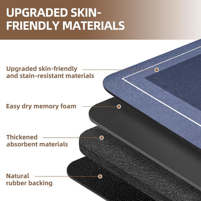 Diatomaceous Earth Bath Mat Super Absorbent Quick Dry Bath Mat, Bathroom Rugs Non Slip Washable, Thin Dark Gray Bathroom Floor Mats-Shower Rug for in Front of Bathtub Shower, Easy Care, 15.7"x23.6"