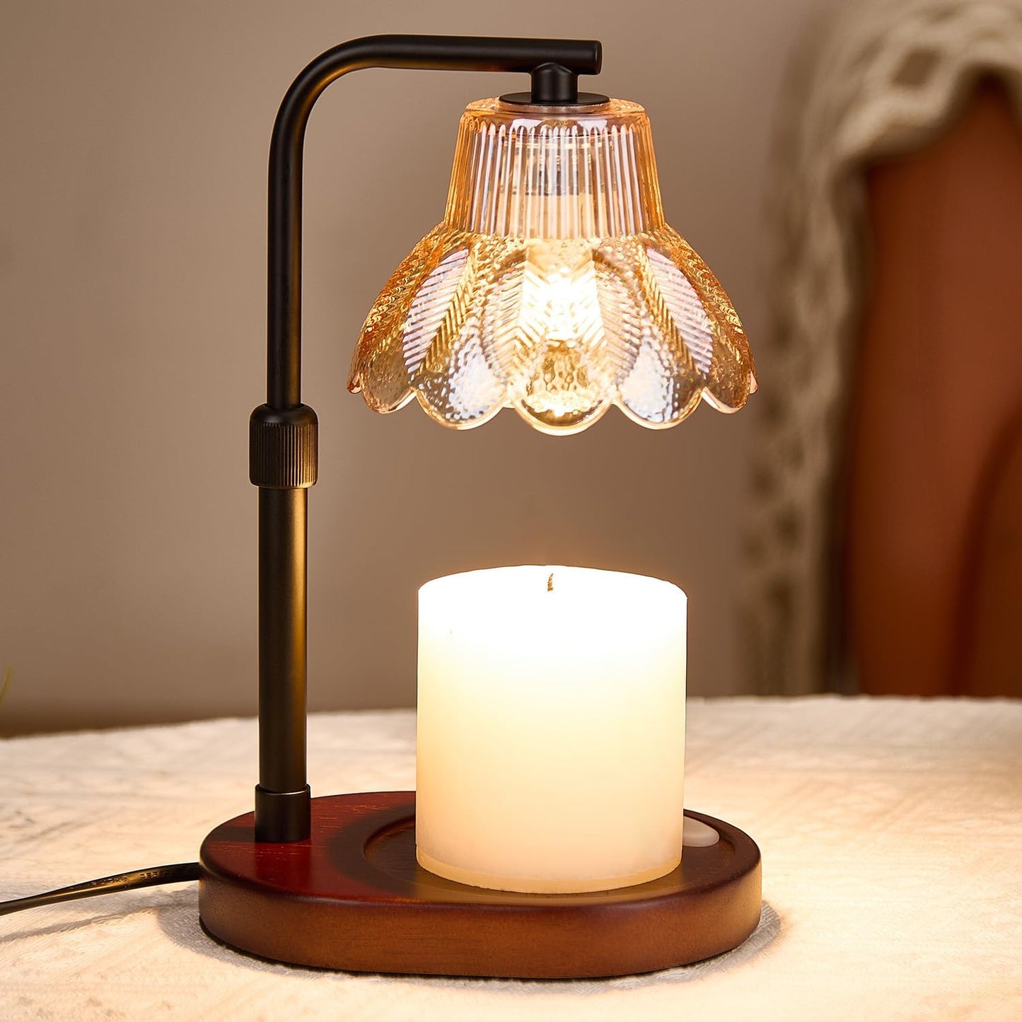 Candle Warmer Lamp,with Timer & Dimmer(3Bulbs),Candle Lamp Warmer Height Adjustable,Gifts for New Home,House Warming Gift,Birthday Gifts for Women/Daughter/Mom/Friend-Black