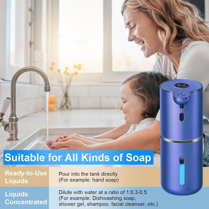 OHIFAST Automatic Foaming Soap Dispenser Touchless, USB Rechargeable Smart Hand Soap Dispenser, 6-Level Adjustable, 12.8oz/380mL Wall Mounted for Bathroom Kitchen Dish Soap-White
