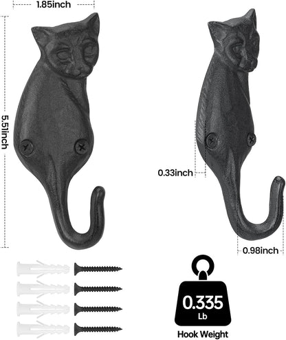 Coat Hooks Wall Mounted, Rustic Bat Key Hook Holder, Heavy Duty Decorative Black Wall Hooks for Mudroom, Towels, Hat Rack, Purse Hooks, Cast Iron Decorative ‎Antique Black Hooks