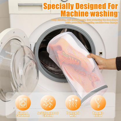 Kimmama Shoe Washing Machine Bag, Shoe Cleaning Bag, Grey Zipper, 7x15" | Shoe Bag, For Sneaker, Tennis, Footwear, Trainers, Slippers, Sock, Honeycomb Mesh, Prevent Tangling