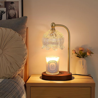 MEIXISUE Candle Warmer Lamp with Timer and Dimmer,Electric Gold Light Gifts for Women Melt Wax Warmer Lamp with 2 Bulbs for Candle Jars House Warming New Home Decor Bedroom