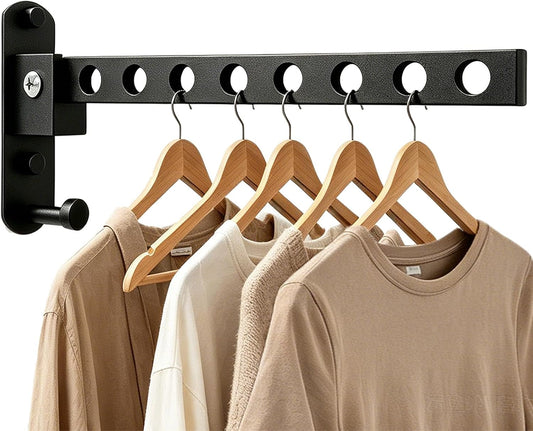 Wall Mounted Clothes Drying Rack, Space Saver, Easy Install, Black | Sized for Condos & Small Laundry Areas, Ideal for Bathroom, Bedroom, Daily Wear & Delicates, Compact Wall Drying Rack, 1 Pack