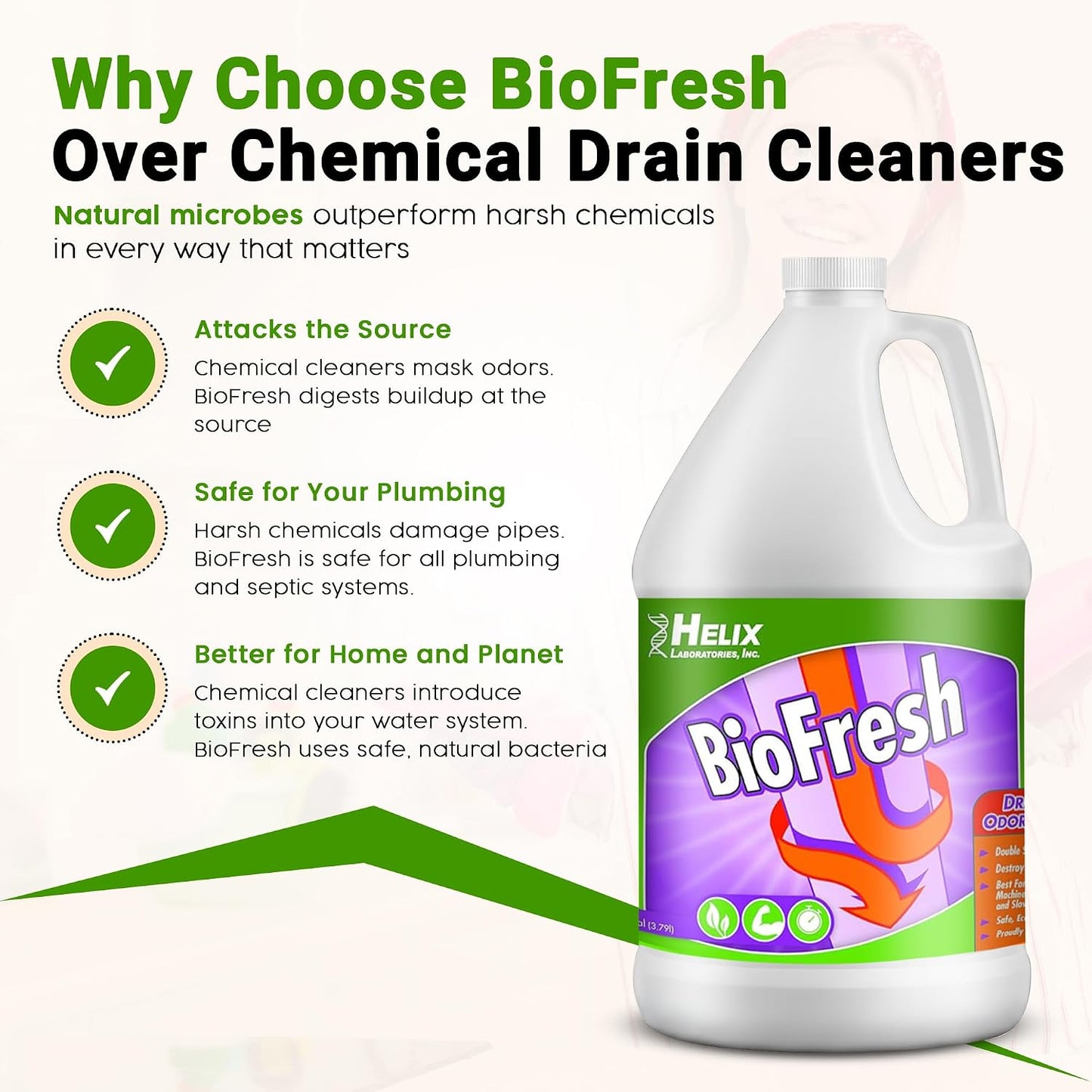 Enzyme Drain Cleaner & Deodorizer for Sink Drain, Showers, Septic Systems, Bathroom & Kitchen - Smell Remover for Fruit Fly Garbage Disposals, Dishwasher & Washing Machines - (32oz)