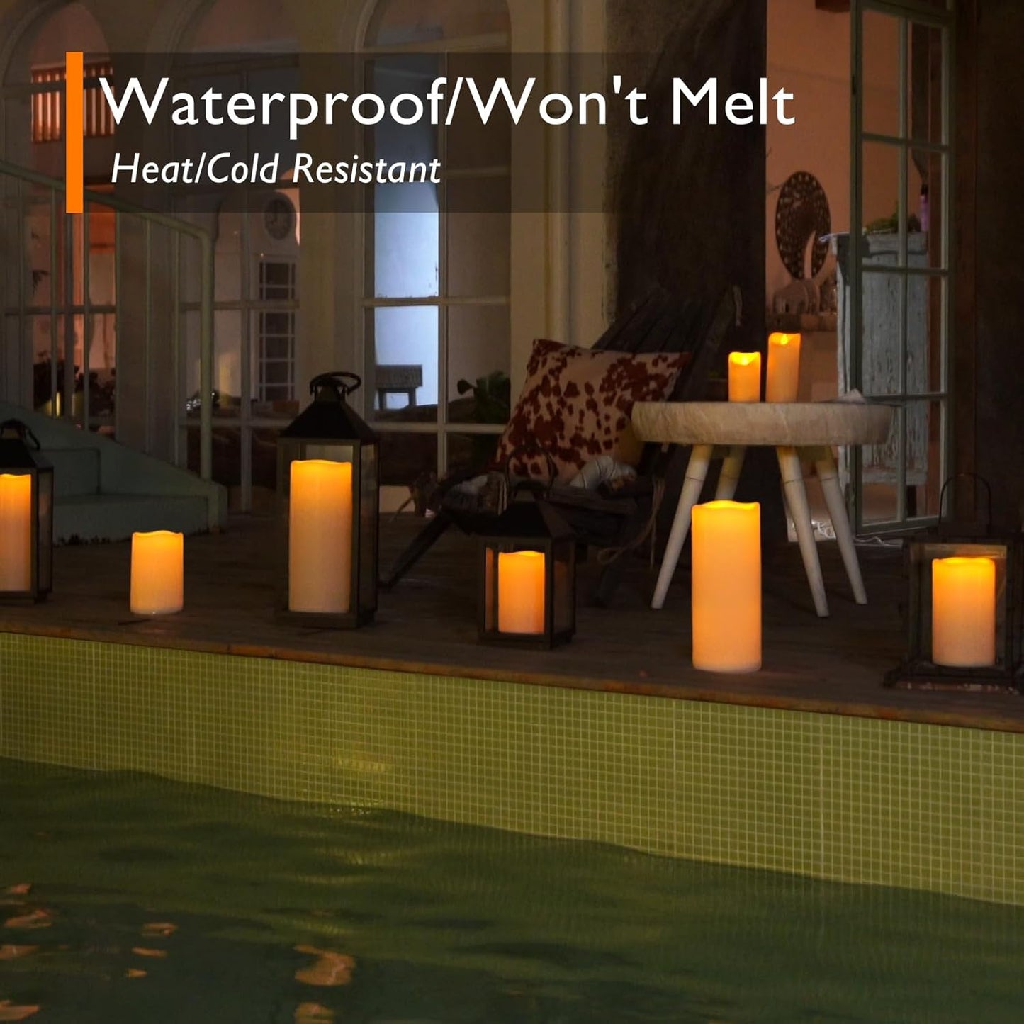 Homemory 6" 8" 10" x 4" Waterproof Outdoor Flameless Candles, Battery Operated Flickering LED Pillar Candles with Remote and Timers for Indoor, Plastic, Ivory White