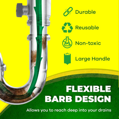 Zip-it Hair Clog Remover, 25-inch Unclogger Tool for Shower, Tub & Sink In Seconds - Reusable Snake Drain Hair Removal Tool, Flexible Snake Non-toxic - Green (1-Pack)