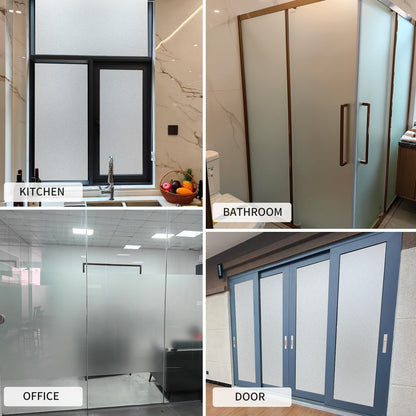 Frosted Window Film, Removable Glass Door Privacy Film, Suitable for Bathrooms, Offices, Static Cling Decorative Film, Reusable Window Stickers (Pure, 17.5X78.7 Inch)