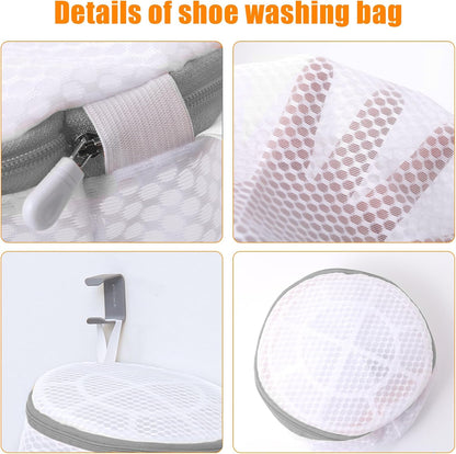Kimmama Shoe Washing Machine Bag, Shoe Cleaning Bag, Grey Zipper, 7x15" | Shoe Bag, For Sneaker, Tennis, Footwear, Trainers, Slippers, Sock, Honeycomb Mesh, Prevent Tangling