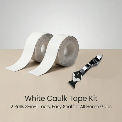 White Caulk Tape – Waterproof Sealant Strip for Bathroom, Shower, Bathtub, Kitchen Sink & Tile Gaps – Flexible, Paintable, Self-Adhesive, Long Lasting