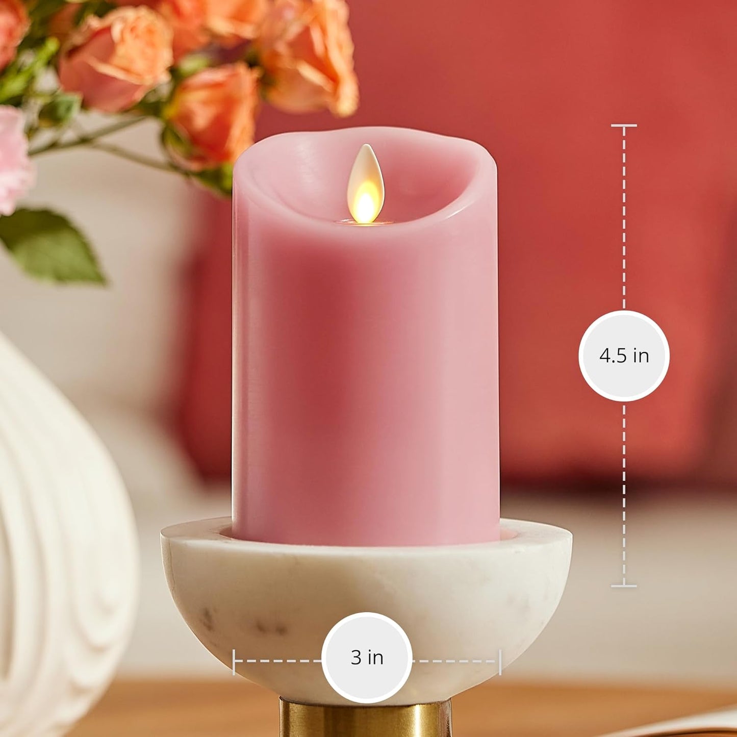 Luminara Flameless LED Battery Operated Ivory Pillar Candle, Flickering Realistic Moving Flame, 3" x 4.5" Luminous Real Wax Indoor Home Decor Pack of 1