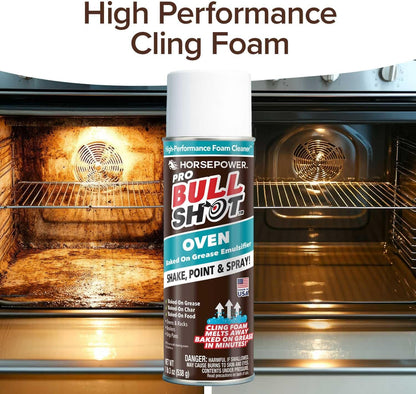 Bull Shot Oven Pro, AS SEEN ON TV, Cling Foam Melts Away Baked-On Grease, Char & Food In Minutes, Professional Strength, Shake, Point & Spray, Made in the USA, Ovens, Racks, Drip Pans & Broilers
