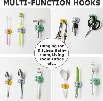 4 pcs Silicone Toothbrush Holder Multi-Function Hook Waterproof self Adhesive Single Toothbrush Hook Plug Holder for Wall for Hanging Bathroom Kitchen Living Room Office