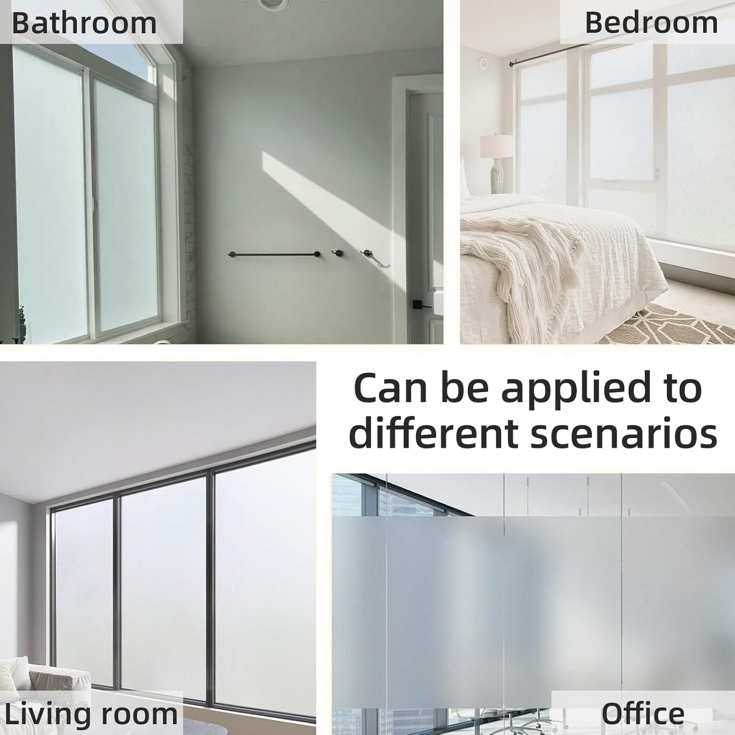 Frosted Window Privacy Film Static Cling, Removable Reusable Glass Sticker, Anti-UV Heat Blocking Decorative Window Film for Home Bathroom Bedroom with Installation Tools Frosted White 17x78inch