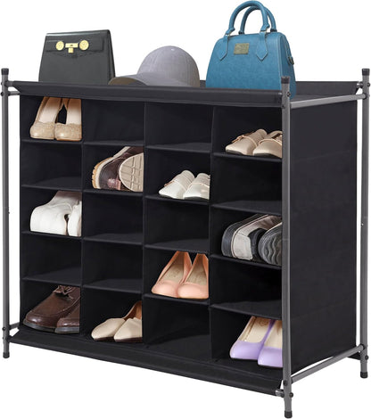 STORAGE MANIAC Stackable Shoe Cubby Organizer, Free Standing Shoe Cube Rack for Entryway, Bedroom, Apartment, Closet, 20-Cube Gray
