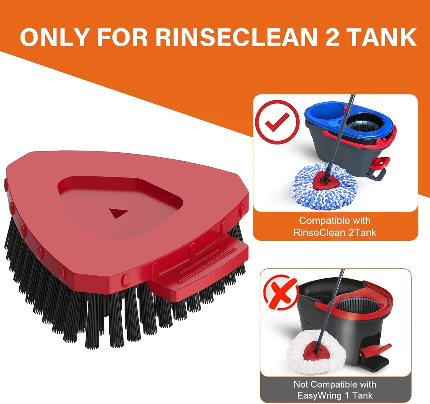 Fatmass 2 Pack Upgraded Spin Mop Replace Scrub Mop Brush Compatible with O Cedar 2 Tank RinseClean, Great for Kitchen, Deck, Bathroom and Shower Floor Scrubber