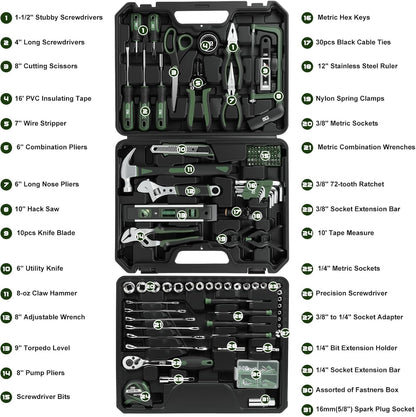Prostormer 269-Piece Tool Set, Complete Tool Kit for Home, Auto and Mechanics Repair, General Household Hand Tool Box with Drawer for Men & Women (Blue)