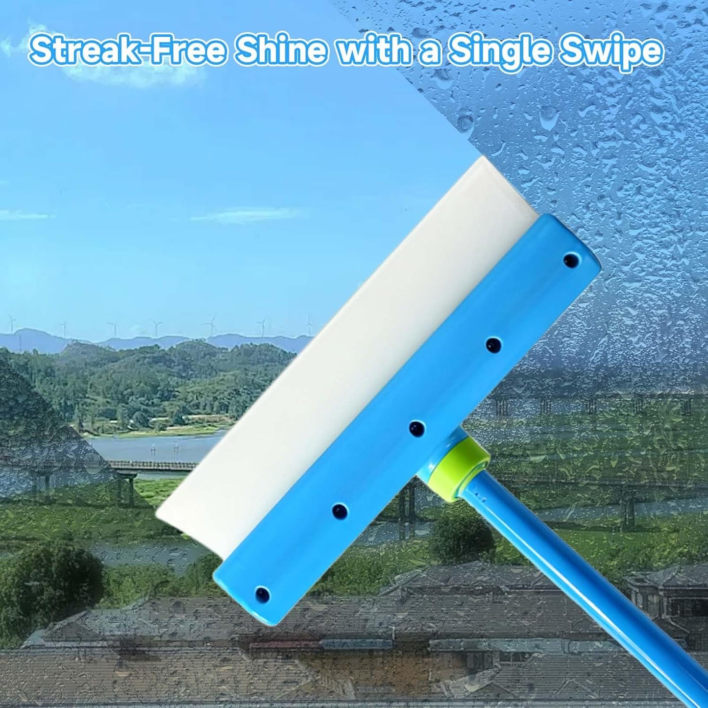 Recyclable Silicone Window Squeegee Kit – 3-in-1 Glass Cleaning Tool with Microfiber Scrubber for Windows, Shower, Mirrors, Doors & Cars (1 Set, Green)