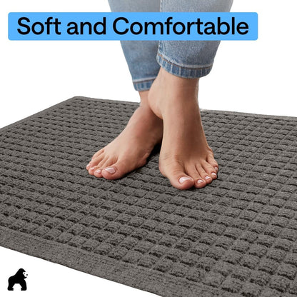 GORILLA GRIP® Ultra Absorbent Front Door Mat Outside Entrance, Traps Dirt and Moisture, HydroABSORB Indoor Outdoor Doormat Holds Up to 1.7 Cups Water, Stain and Fade Resistant Welcome Mat, 29x17 Black