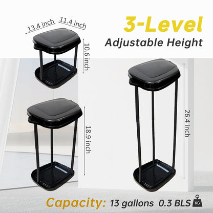 Portable Trash Bag Holder Collapsible Trash Can with Lid, Trash Can for Outdoor Indoor Camping, Kitchen, Party, 15 Gallon Trash Bag Stand