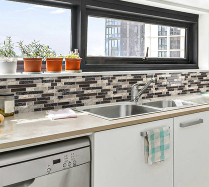 Peel and Stick Backsplash 3D Self Adhesive Wall Tile Brown 10 Sheet | Thick,Sticky,12"x12",Marble,for Kitchen,Bathroom