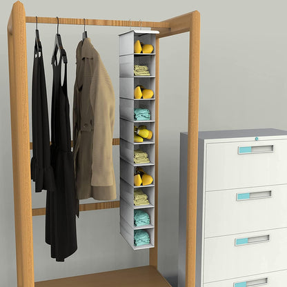 Libeder Hanging Shoe Organizer, 10-Shelf Closet Organizer with 6 Mesh Side Pockets