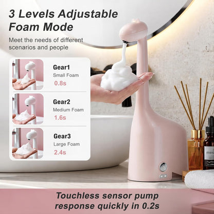 Automatic Foaming Soap Dispenser,10oz/300ml Touchless Smart Dispenser,Rechargeable Electric with 3-Level Adjustable Foam,IPX5 Waterproof for Bathroom Kitchen,White