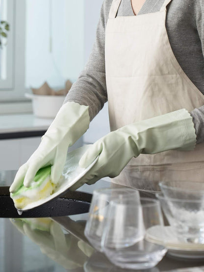 LANON wahoo Skin-Friendly Cleaning Gloves, Dishwashing Kitchen Gloves with Cotton Flocked Liner, Reusable, Non-Slip, Mauve Mist, Medium
