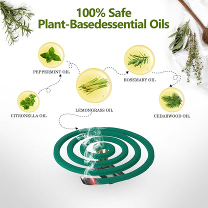 Mosquito Coils Outdoor Patio Fresh Scent,Use Reaches Up to 10 feet, Each Mosquito Coil Burns for 5-7 Hours (Contains 20 coils & 2 Stands)