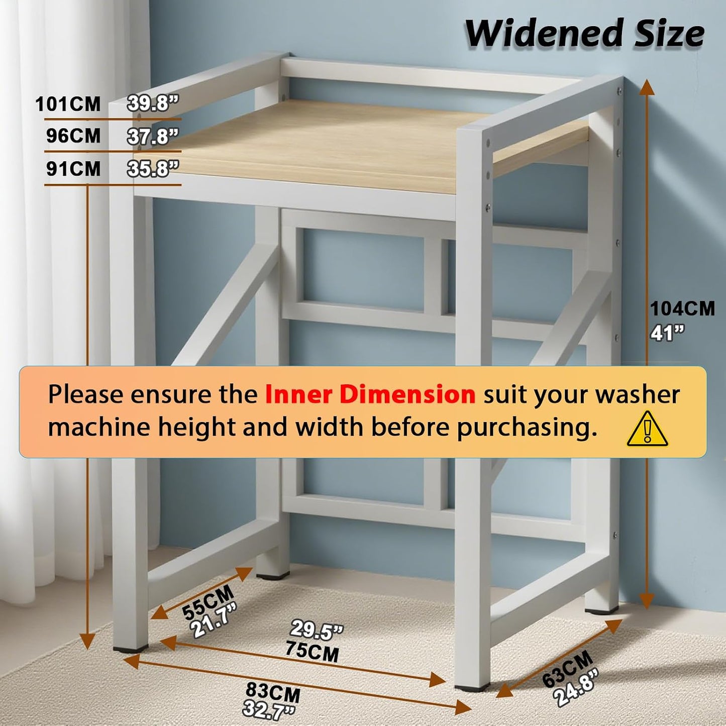 Over The Washer and Dryer Storage Shelf, Widen & 3 Height Adjustable Stacking Rack, Space Saver Washer Dryer Stacking Kit, Thicker Metal Washer Shelf for within 29.5" width (Black, 29.5 Inch)
