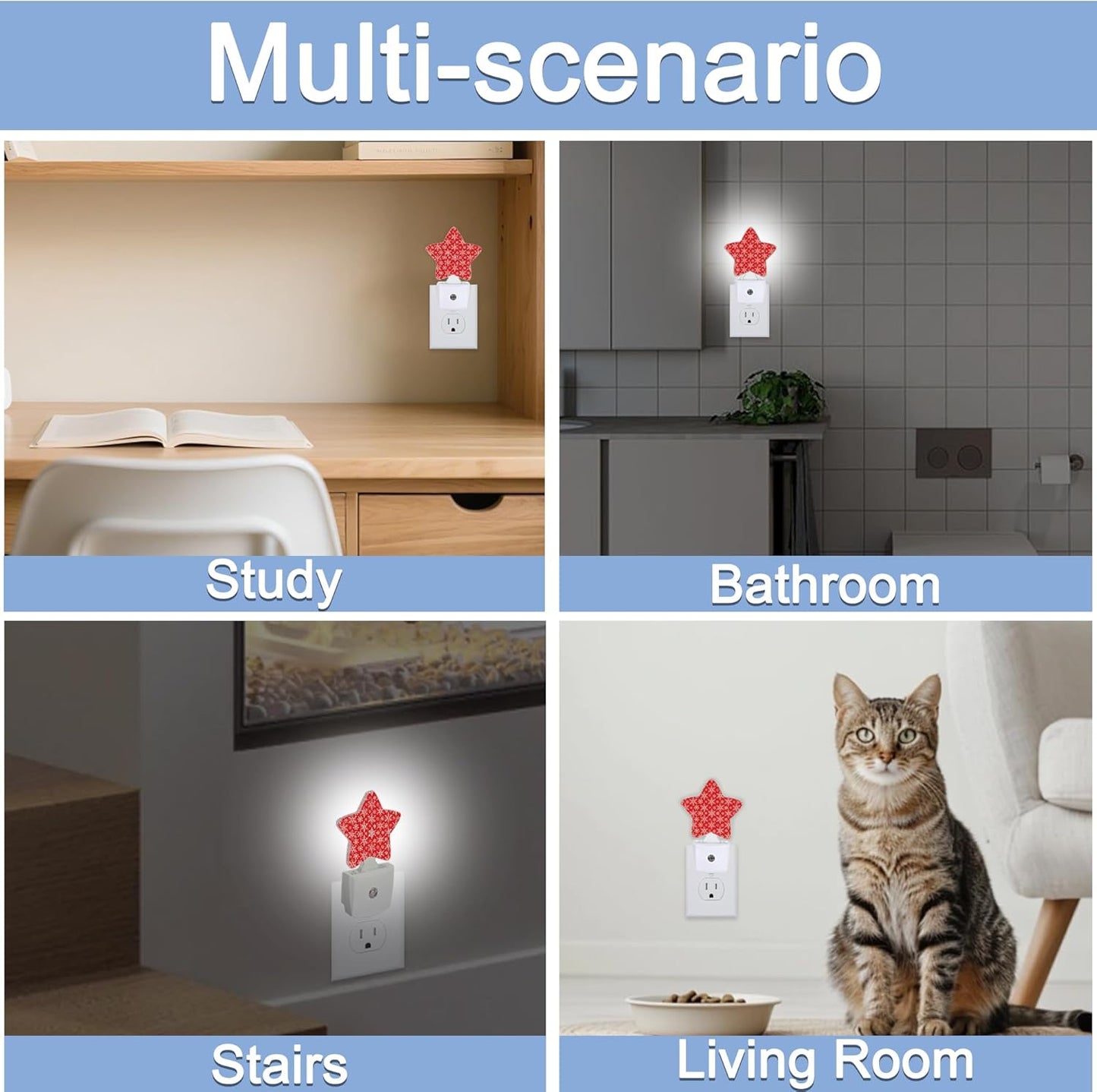Lavender Butterfly Nightlight,Summer Flowers Star Night Lights Plug into Wall Decorations for Bedroom Bathroom,Dusk to Dawn Sensor Kitchen Hallway Stairs Energy Efficient Desk Lamp