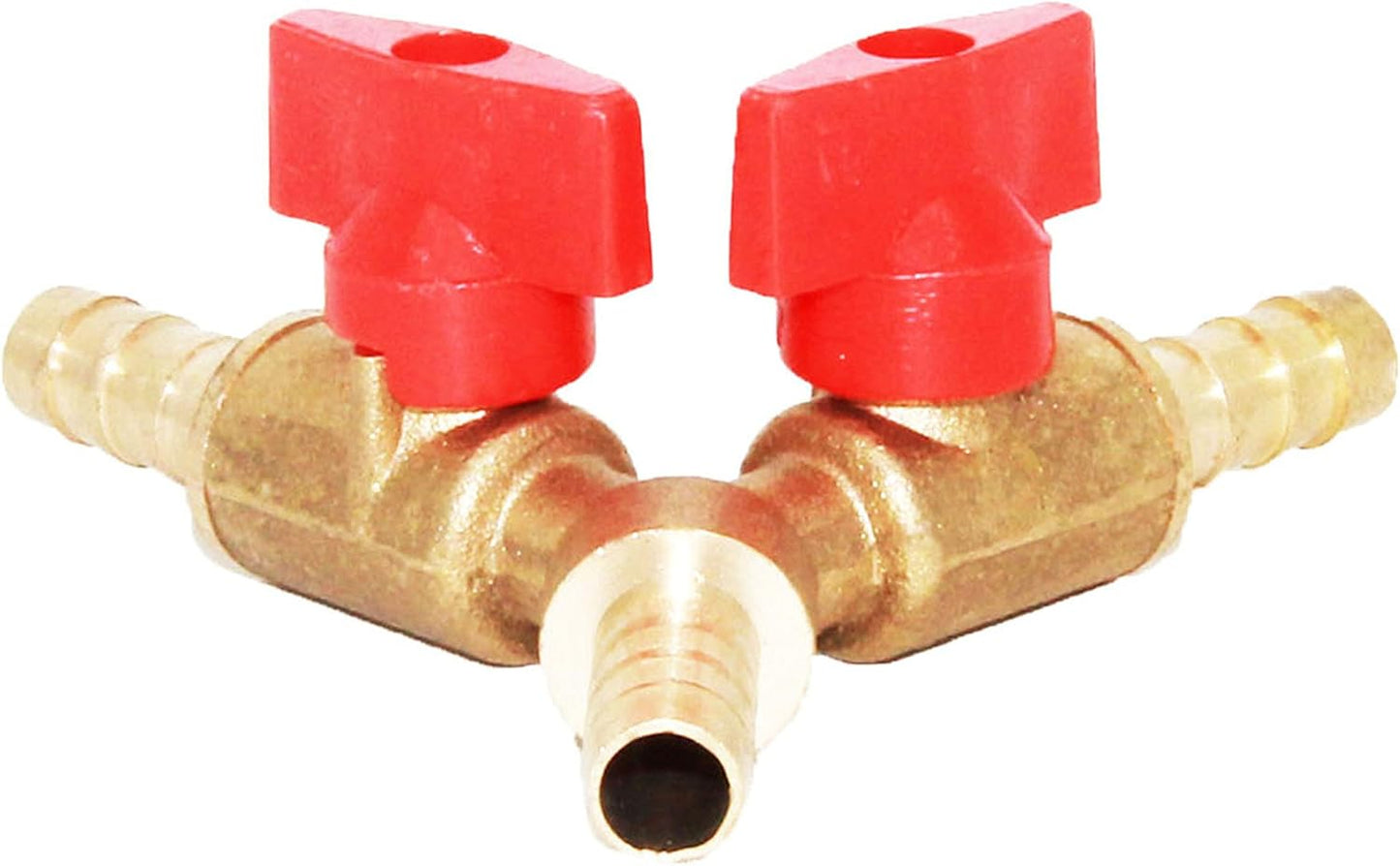 Joywayus 3/8" ID Hose Barb, Y Shaped Type 3 Way Brass Shut Off Ball Valve Fitting Large Flow Upgraded Version