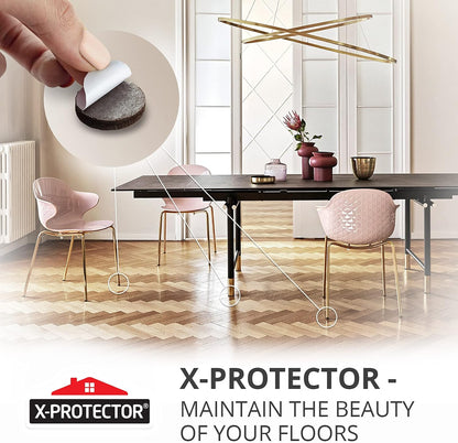 Felt Furniture Pads X-PROTECTOR - 48 Premium Floor Protector Chair Felts for Feet Wood Floors Best Hardwood Protect Your Hard Floors! (Brown)