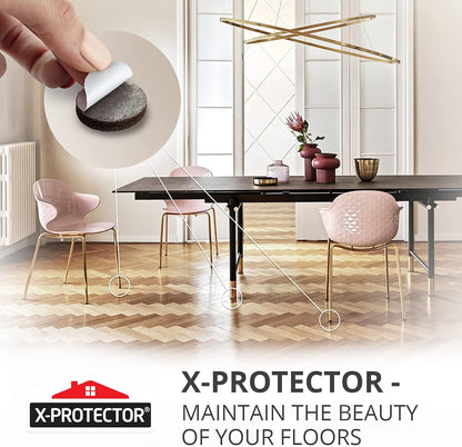 X-Protector Premium Felt Furniture Pads - 20 PCS 6 x 1/2" - Black Rectangular Pads with Tenacious Adhesive - Protects Hardwood, Laminate & Tile Floors