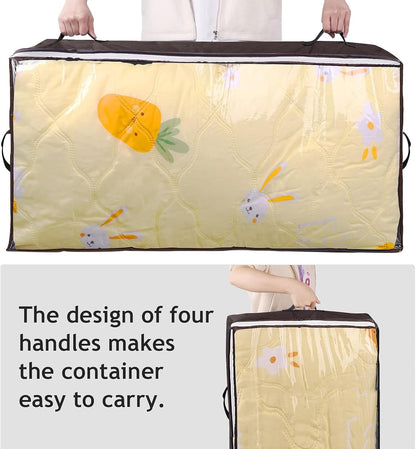 Budding Joy 90L Under Bed Storage Containers, 4 Pack Closet Organizers Grey | Foldable underbed storage bins for linen sheets, blanket, clothing, comforter, sweaters, pillows, wrapping paper