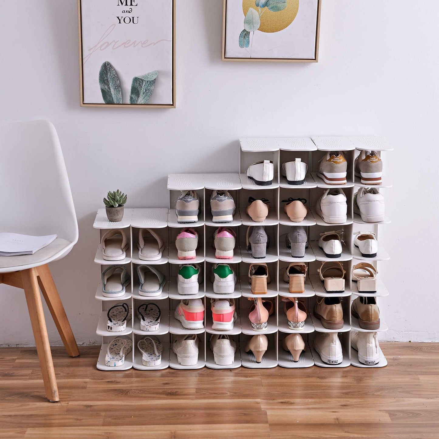6-Tier Narrow Shoe Rack for Small Entryways, Space-Saving Adjustable Stackable Shelves, Free Standing Shoe Organizer for Closet, Corner, Doorway, Grey