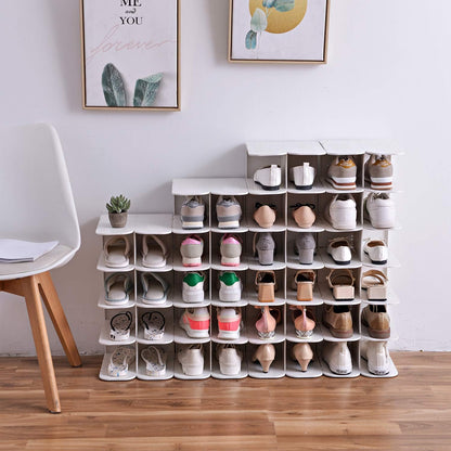 6-Tier Narrow Shoe Rack for Small Entryways, Space-Saving Adjustable Stackable Shelves, Free Standing Shoe Organizer for Closet, Corner, Doorway, Grey
