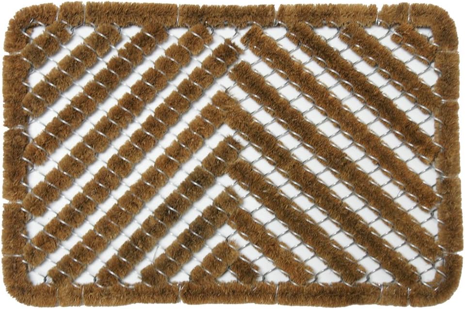 Rubber-Cal Herringbone Outdoor Scraper Door Mat, 18 by 30-Inch