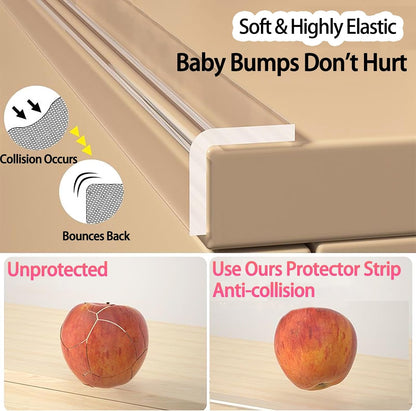 ZOMPAGO Baby Edge Protector Roll (6.56FT) & 8 Corner Guards - White Foam Furniture Corner Protectors - Baby Proof Corners and Edges for Table, Wall, Bed Frame - Baby Proofing Safety Bumpers