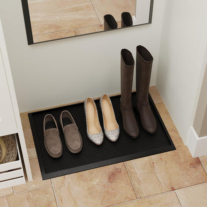 Ottomanson Indoor/Outdoor Boot Tray Non-Slip Rubber 16" x 32" Modern Entryway Mat for Entryway, Patio, Backyard, Garage, 16" x 32", Black