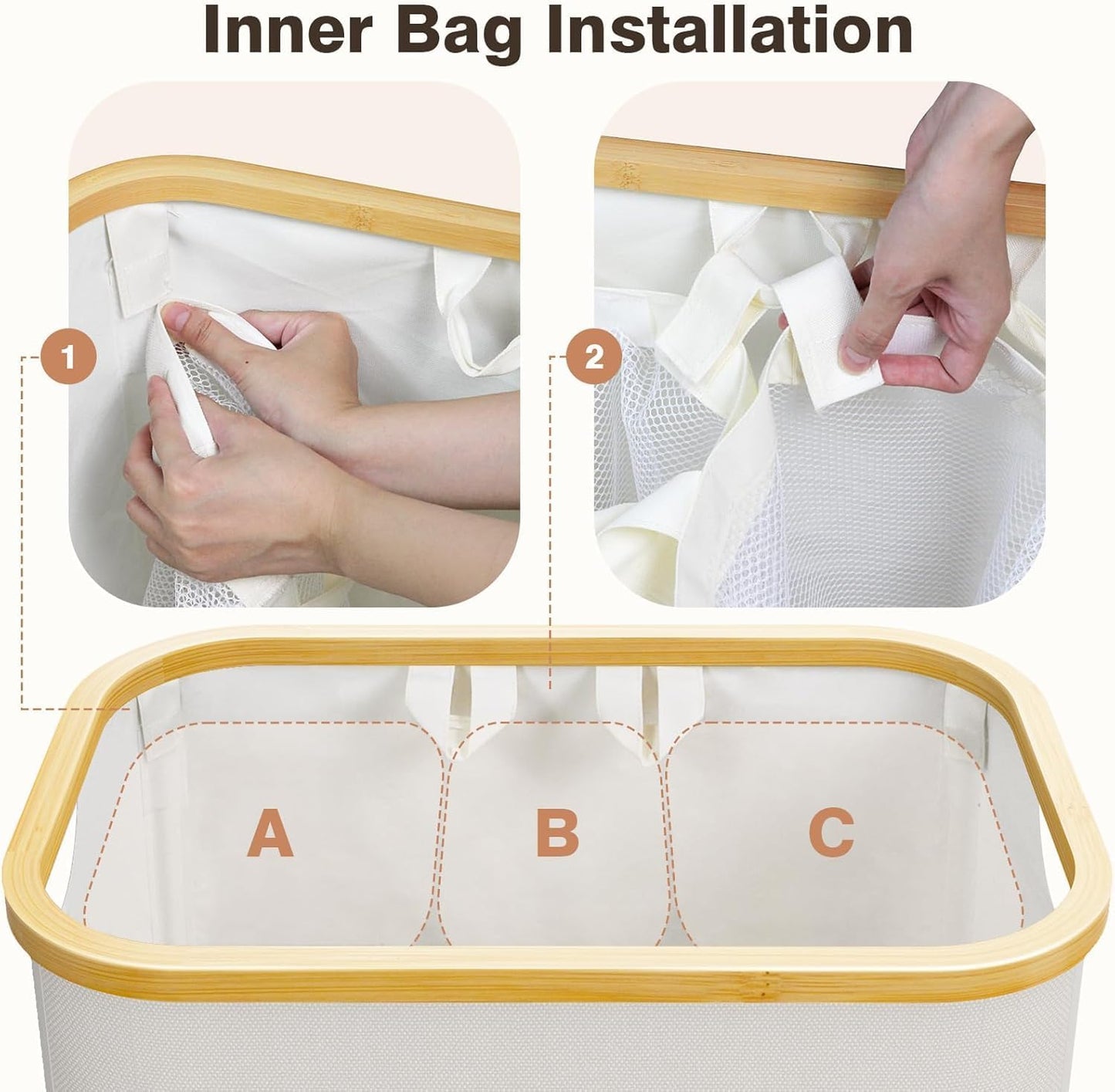 Hampers for Laundry Basket with Lid, 160L Extra Large 3 Section Clothes Divided Organizer for Bedroom, Laundry Room, Dirty Clothing Hamper, Black
