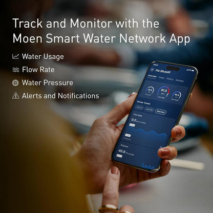 Moen Flo 1-inch Smart Water Shut Off Valve, Smart Home Water Monitor Leak Detector, Wifi Connected, App Enabled Flow Meter and Shutoff, 900-006
