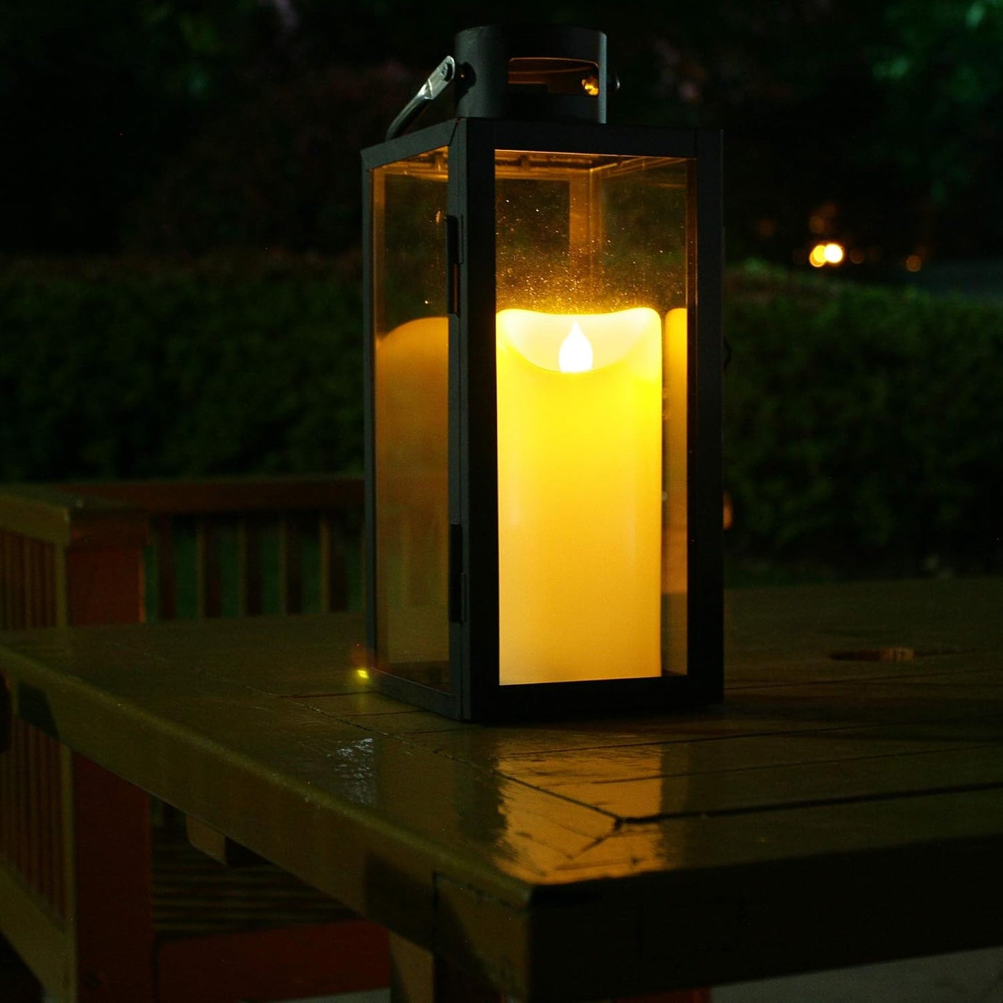 3”X3” 4 Pack Outdoor Flameless Candles Battery Operated LED Waterproof Pillar Candles with Remote Timer Electric Flickering LED Lights for Christmas, Halloween, Wedding, Home, Garden Decorations