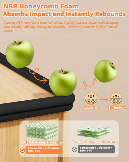 16.4FT L-Shape Baby Corner Protector Guards, Pre-Taped, 0.47''Thick | Edge Safety Bumpers for Furniture & Sharp Table Corners, with 10 Corners, Waterproof Soft Foam Adhesive Guard Cushion, White