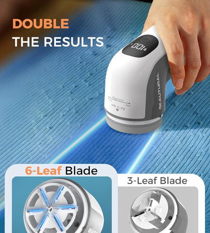 BEAUTURAL Fabric Shaver and Lint Remover, Sweater Defuzzer with 2-Speeds, 2 Replaceable Stainless Steel Blades, Battery Operated, Remove Clothes Fuzz, Lint Balls, Pills, Bobbles Gray