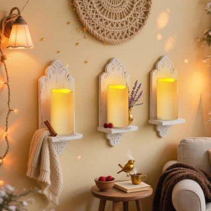 Flameless Candles 4" 5" 6" Set of 3 Ivory Outdoor Indoor Pillars 3" Diameter Battery Operated Flickering Candles Include 10-Key Remote Timer Function 400+ Hours Requires 2 AA Batteries（3 Pack)