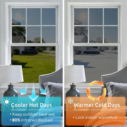 rabbitgoo Privacy Window Film Non Adhesive Frosted Glass Sun Blocking Self Static Cling Decorative for Home Kitchen Living Room, Removable and Reusable, 17.5 X 78.7 inches