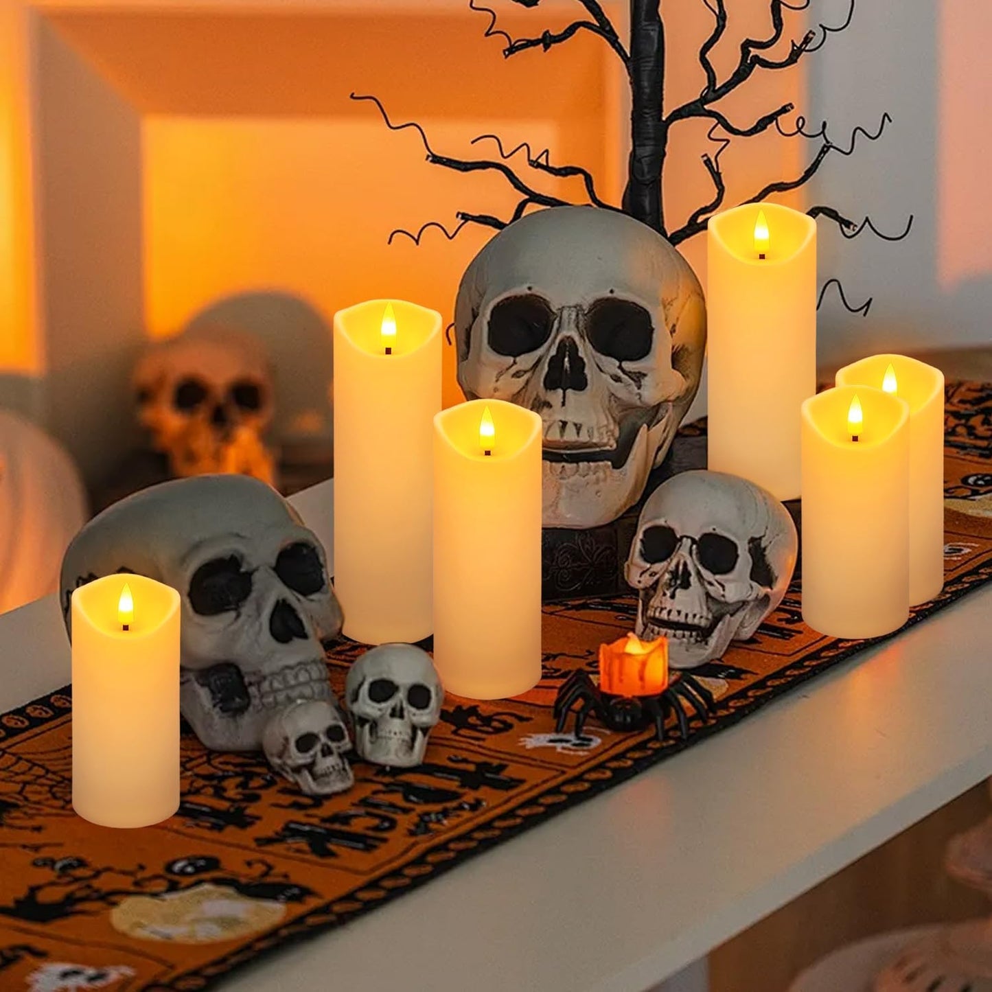 YOROXRG Set of 24 Waterproof Outdoor Flameless Candles, LED Candles with 4 Remote and Timer,(H 4" 5" 6" x D 2.2"),for Christmas,Halloween,Wedding,Festival