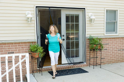 Fenestrelle Magnetic Screen Door for French & Sliding Door – Heavy Duty, Hands Free Fiberglass Mesh with Self Closing Magnetic Seal, White Trim – Fits 70" x 80" Doors (Screen Size 72" x 82")